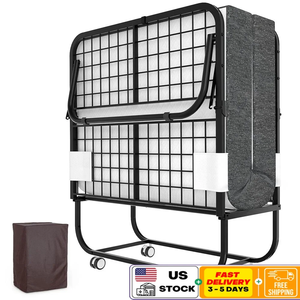 Opklapbaar opklapbed met opberghoes voor matras Traagschuim Compact draagbaar gastenbed Eenvoudige montage Duurzaam stalen frame