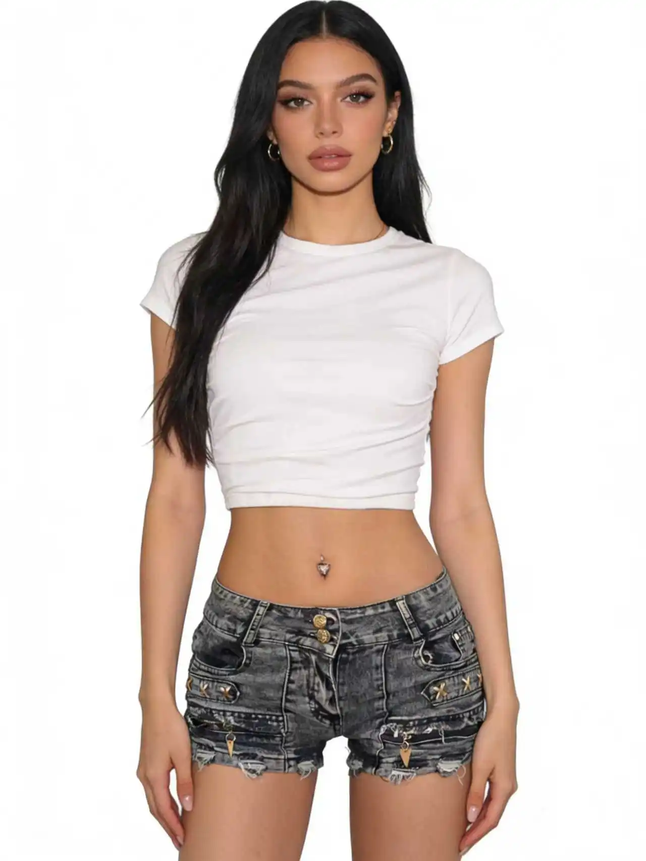 Women Black Grey Emo Y2k Gyaru Denim Shorts Low Waist Wrap Hip Sexy Bodycon Jean Short Club Night Micro Hot Pants Summer Bottoms