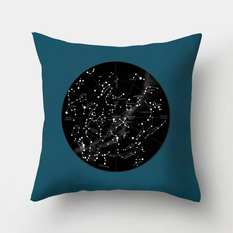 45x45cm Star Print Pattern Pillow Cushion Cover Classic British Style Planet Orbit Polyester Home Sofa Car Decoration