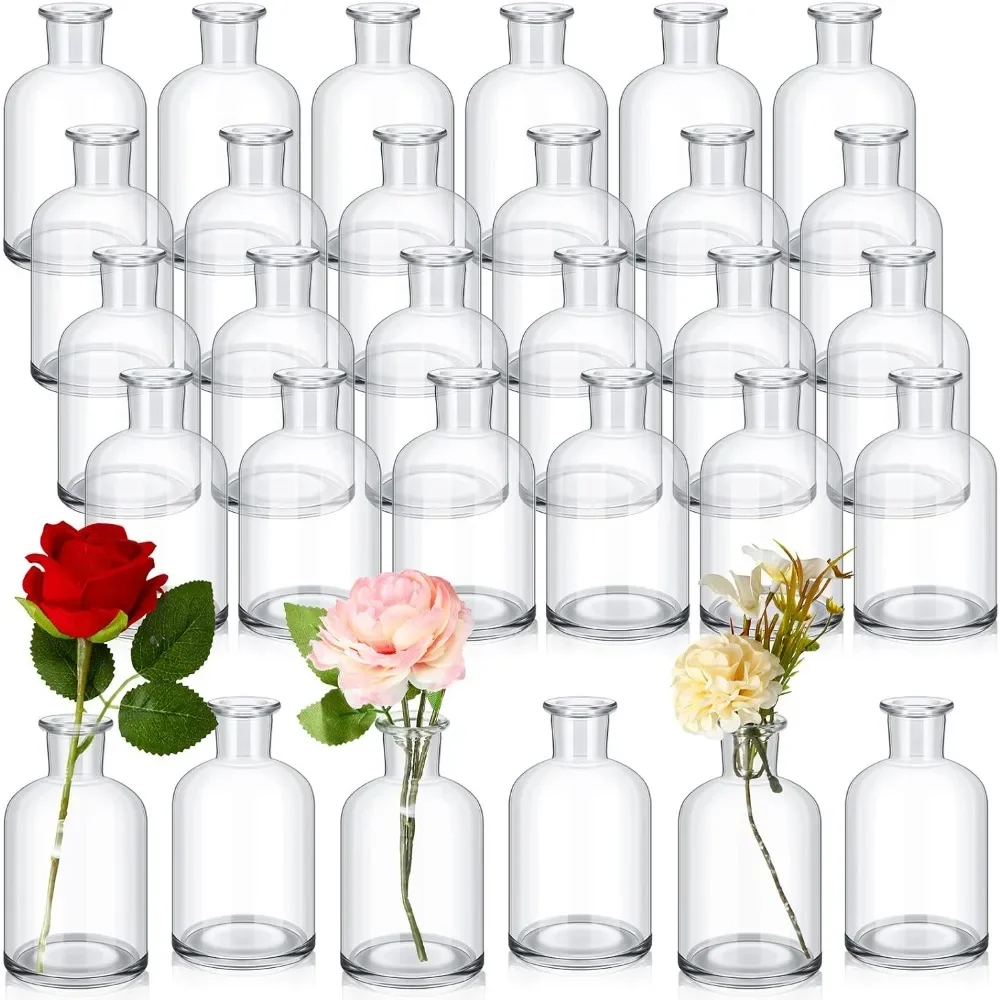 

30 Pack Glass Bud Vases Bulk Small Mini Flower Vases for Centerpieces Decorative Glass Bottles Vintage Rustic