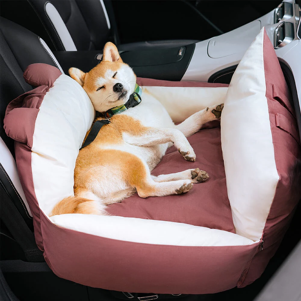 Portable Dog Car SUV Seat Puppy Bed with Adjustable Fixed Strap Non-Slip Bottom Dog Seat for Dog Cat Traveling Carry Supplies