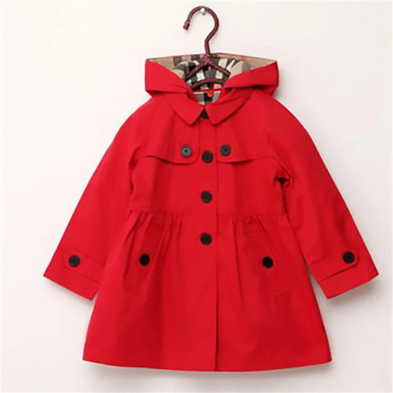 Girls Windbreaker Jackets Clothes Outerwear Autumn New Kids Clothing Children fashion Khaki Hooded Trench Coat Jacket For Girl