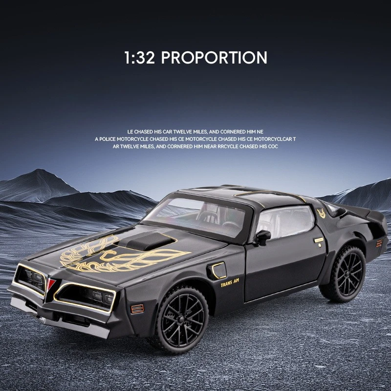 Simulation 1:32 Firebird Alloy Car Model with Pull-Back Sound and Light Birthday Gift for Kids Boy Collection Miniature Voiture
