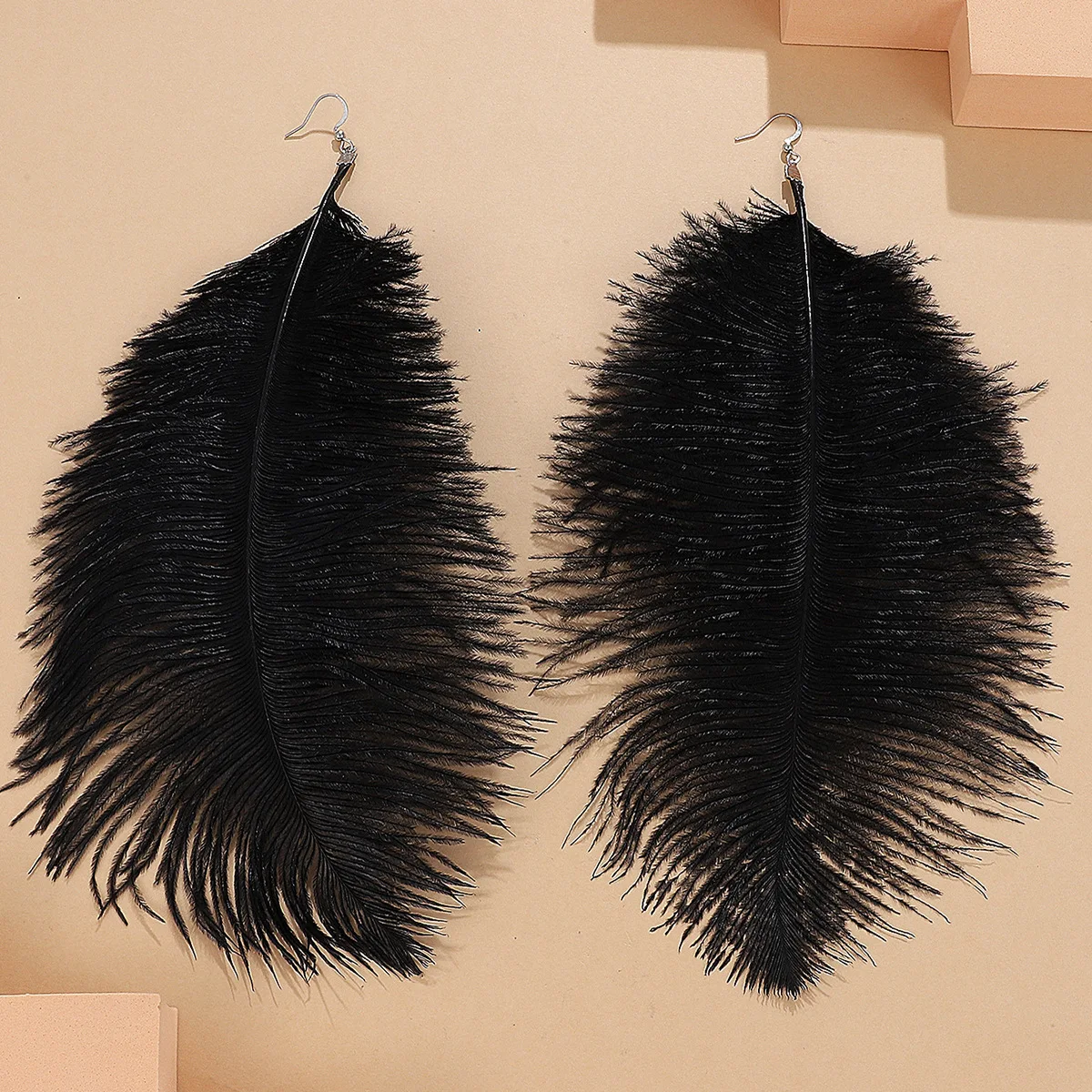 Long Black Feather Earrings for Women Fashion Jewelry Wedding Party Fairy Tassel Earrings Autumn Winter Designer Earrings