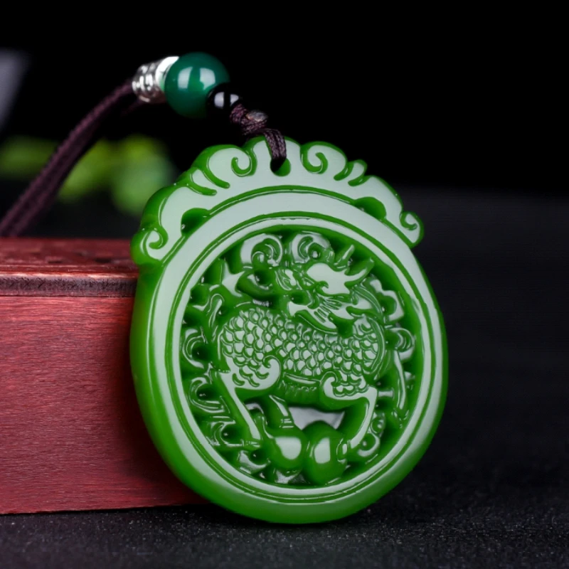 

Men's Jade Qilin Lucky Qilin Pendant Jade Necklace