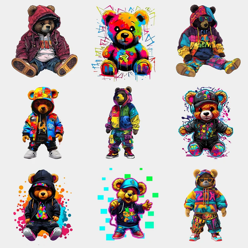 Graffiti Bears Are Cute Stylish Beautiful Iron Sticker Patch For Clothing T-shirt DIY Hoodie Jacket Patch Is Waterproof
