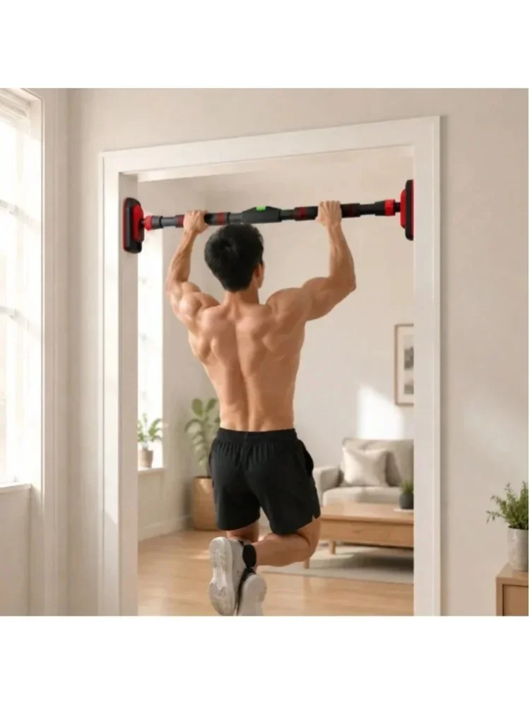 Tür-Klimmzugstange, kein Bohren erforderlich, verstellbar, 73–100 cm, mit Libelle, rutschfesten, dicken Gummipads, Heim-Fitnessstange für Klimmzüge, Liegestütze, Sit-ups und Dehnübungen.