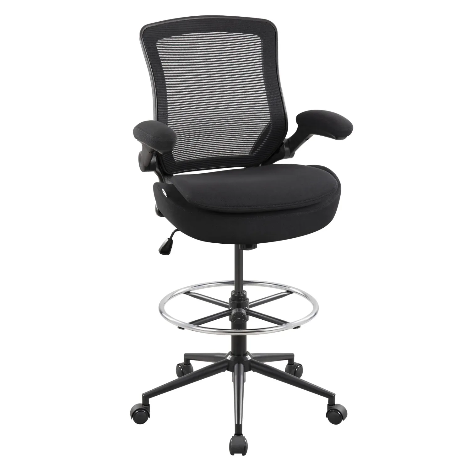 Drafting Chair Tall Office Chair for Standing Desk, Double Layer Thickened Seat Cushion with Flip-up Arms, Ergonomic