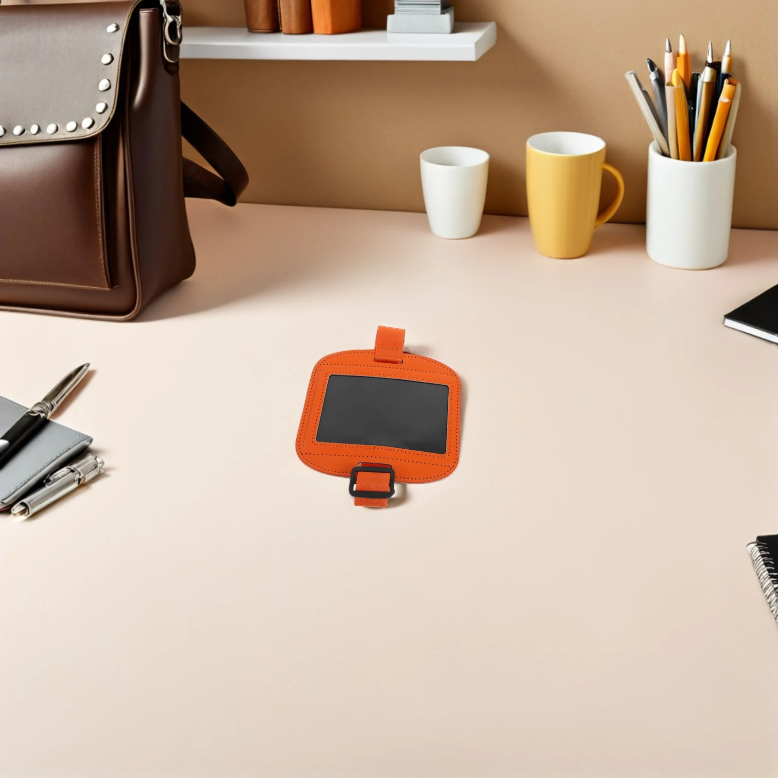 1pcs Arm Badge Holder Horizontal Id Card Sleeve Armband Case For Nurses Security Orange Waterproof Quick Access Work