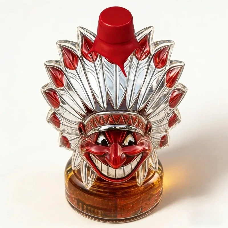 3D Cartoon Face Glass Decanter Radiant Petal Ornament Airtight Lid Clear Glass Bottle For Whisky Wine Bourbon Spirit Home Table