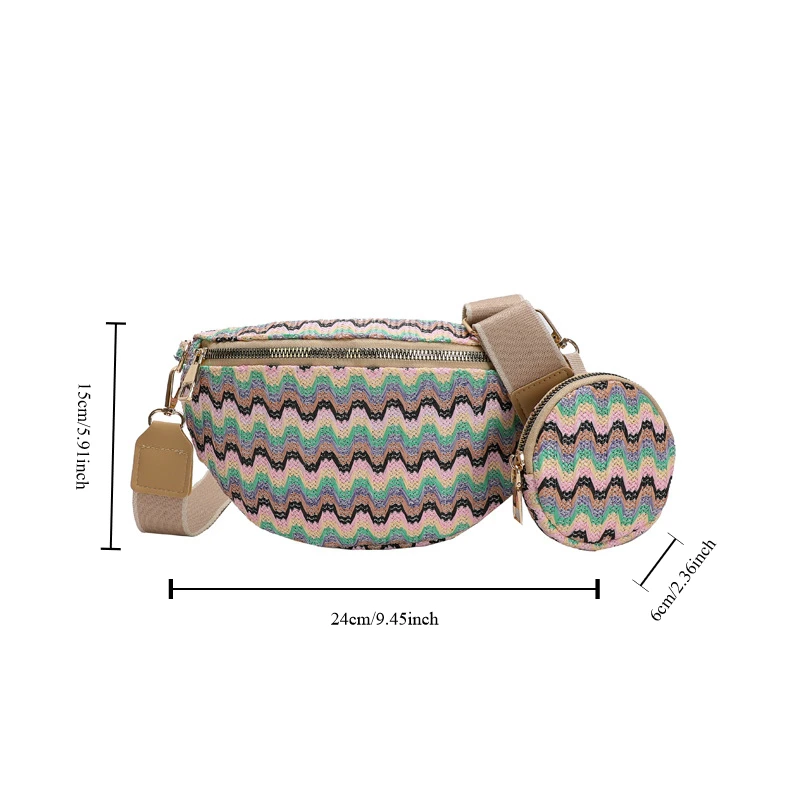 New Trendy Fashionable Mother Child Chest Bag Personalized Stripe Ethnic Style Crossbody Bag High end Simple Versatile Waist Bag