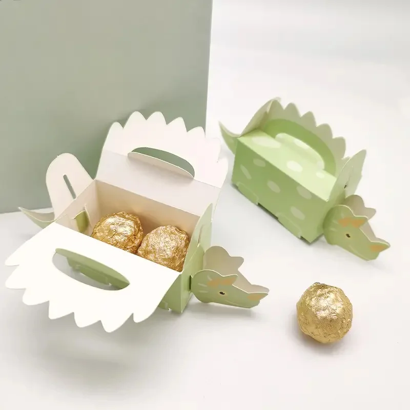 OurWarm Cute Dinosaur Shape Box Dinosaur Element Baby Shower Candy Box Paper Boxes Packaging Decor for Kids Birthday Party