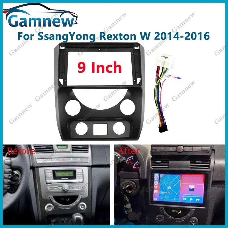 

9 Inch Car Frame Fascia Adapter Android Radio Audio Panel Kit For SsangYong Rexton W 2014-2016