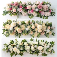100cm Luxury White Rose Artificial Flower Row Wedding Table Centerpiece Flowers Backdrop Wall Arches Decor Party Stage Floral 4
