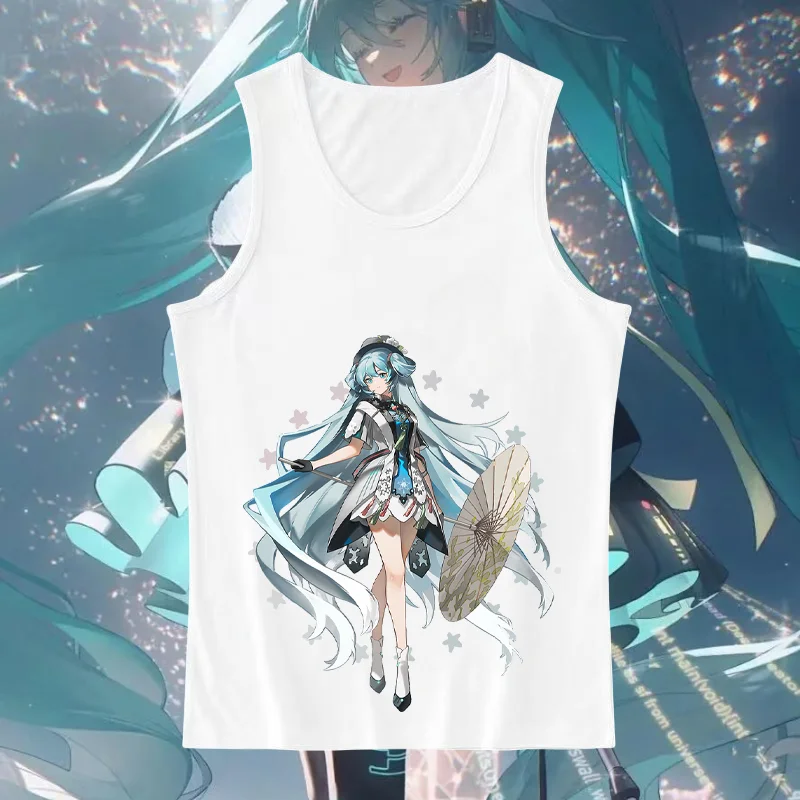 

Жилет на бретелях Hatsune Miku, летний многофункциональный жилет без рукавов в стиле аниме, модный повседневный универсальный женский домашний топ с принтом на подтяжках