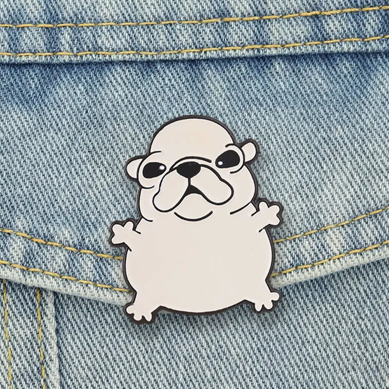 Französische Bulldoggen-Emaille-Pins, Kawaii Mops-Hundebroschen, Anstecknadeln, niedliche, schlichte Welpen-Schmuck-Accessoires, Geschenke für Freunde