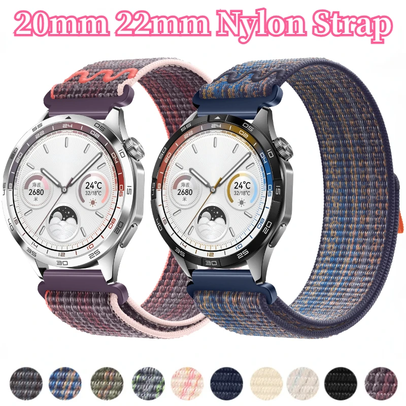 

22mm 20mm Nylon Band for Huawei Watch 3/4/GT4 46mm Watch GT3-2 Pro Wristband Bracelet Samsung Watch 6 5 4 Amazfit GTR Strap