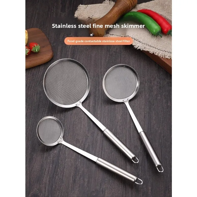 Stainless Steel Fine Mesh Strainer Spoon, Oil Skimmer & Foam Ladle for Kitchen & Hot Pot