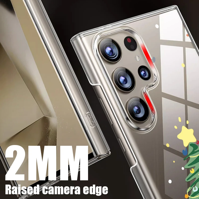 크리스마스 트리 폰 케이스 삼성 갤럭시 S25 엣지 S24 S22 울트라 플러스 S23 S21 FE A56 A16 A55 A36 A26 A15 5G 투명 하드 커버