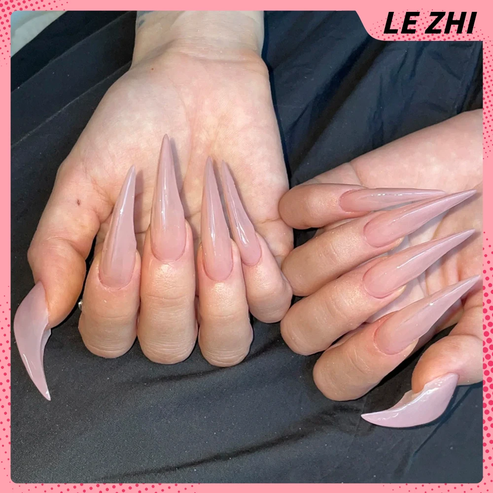 Y2K حار بنات طويل الوحش مخلب التنين على شكل مخلب اليدوية الصحافة على الأظافر المسامير الترتر التدرجات بلون غطاء كامل مسمار