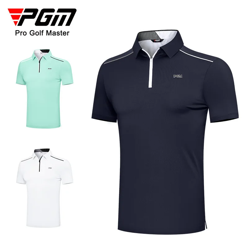 

PGM New Golf Apparel Men's Short Sleeved Summer Sports T-shirt Men's Breathable Quick Drying Sweat Wicking Zipper Lapel