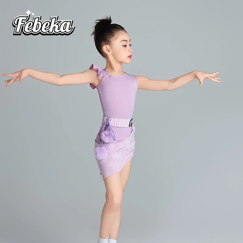 ที่กําหนดเองชุดเต้นรําละตินชุดฝึกหญิงสีทึบสวมใส่แยกกระโปรงสั้น 2 ชิ้นชุดสายชุด