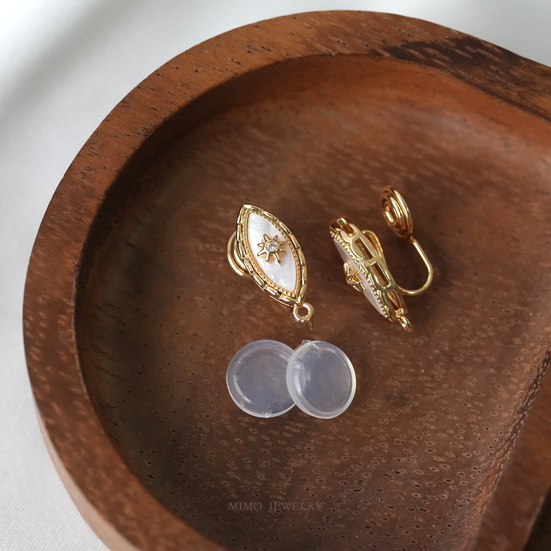 

Copper Plated Gold Olive Shaped Star Shaped Mother Pearl 925 Silver Ear Clip DIY Earrings Making Supplies Jewelry Accessories