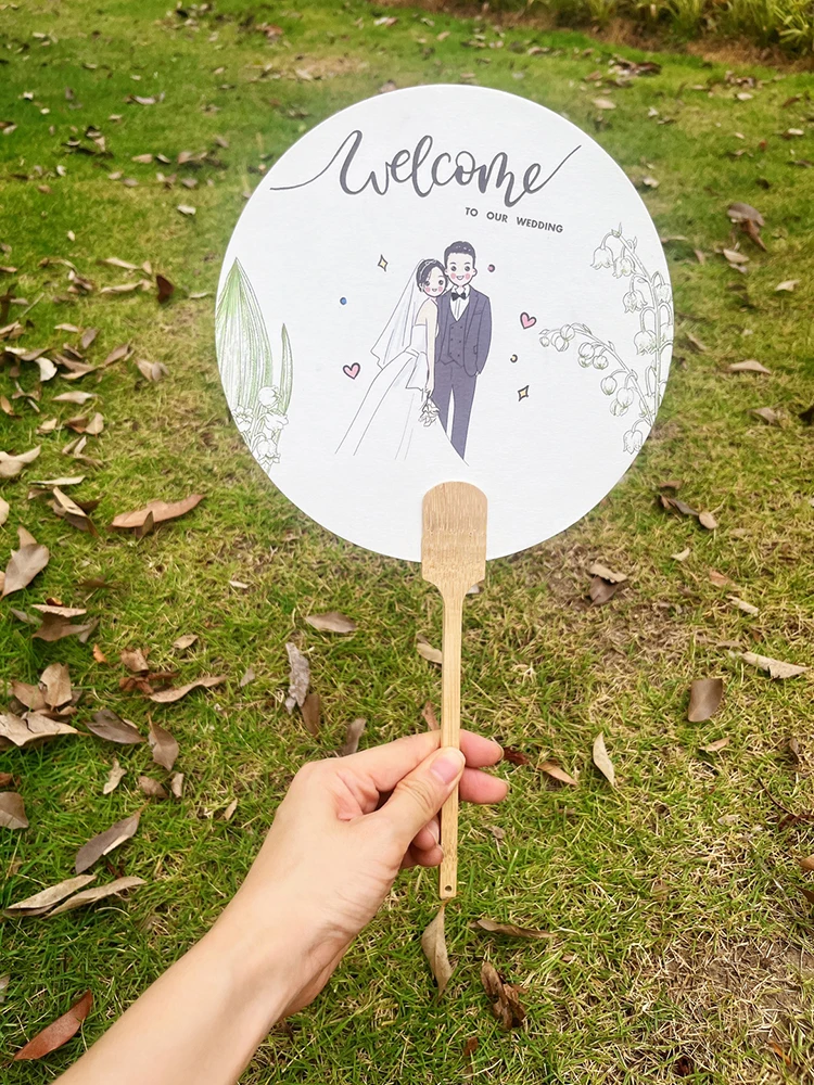 

Portable Personalized Custom Your Own Logo Design Wedding Mariage Party Hand Paper Fan Souvenir Gift