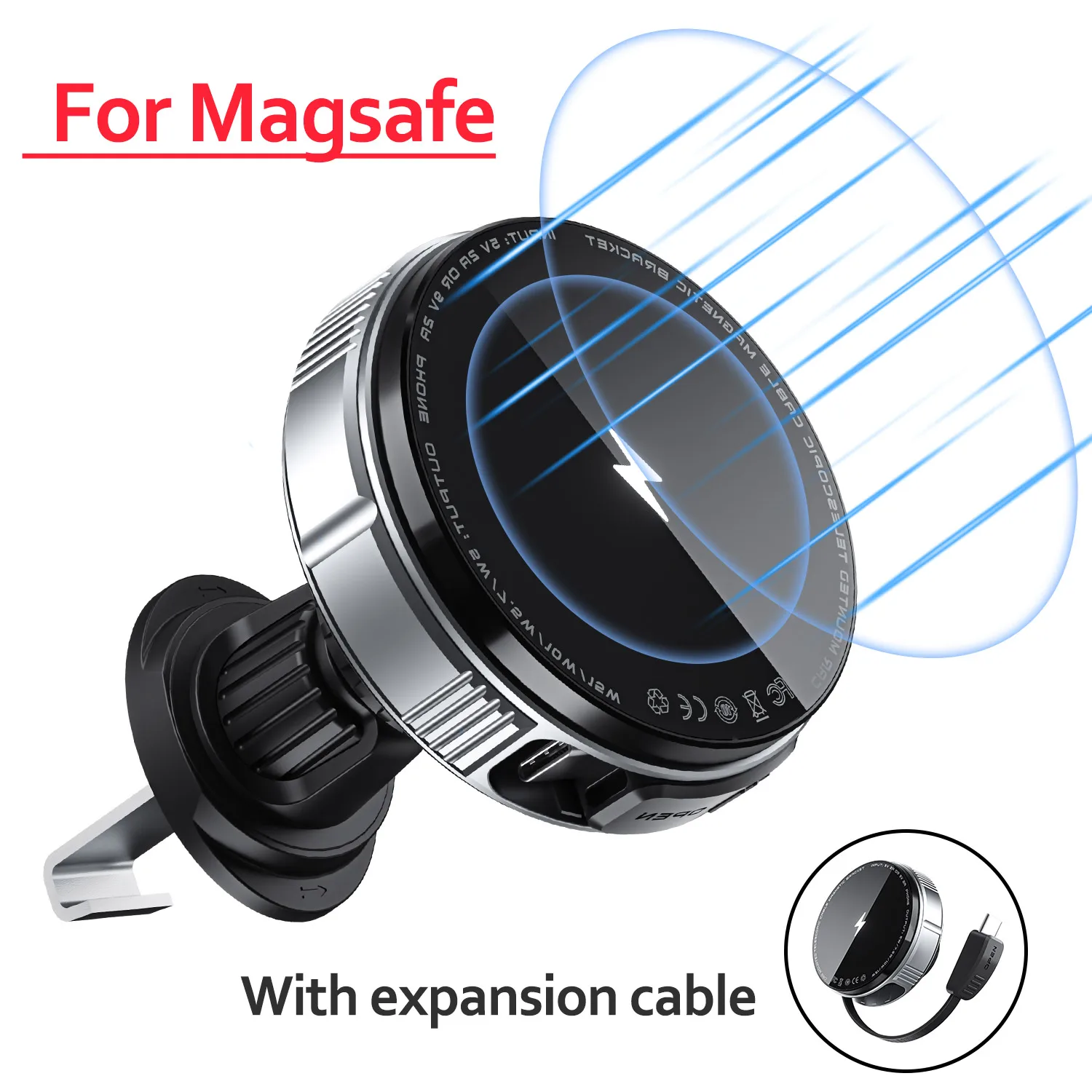 Carro gps ventilação de ar suporte magnético do telefone 15w carregador sem fio para magsafe iphone 17 16 15 14 13 12 montagem carregamento rápido automático