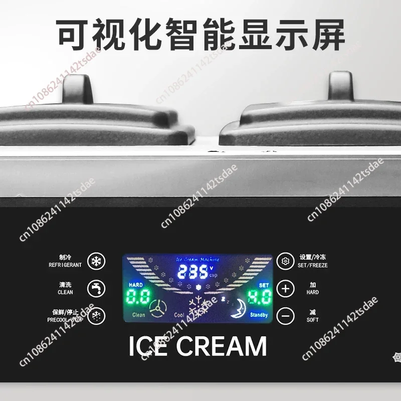 Commercial Ice Cream Machine Automatic 2200W 20-28L/5.3-7.4Gallon Per Hour Soft & Hard Serve Ice Cream Maker With LCD Display