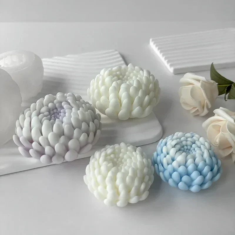 

DIY Flower Ball Silicone Candle Mold 3D Flower Daisy Handmade Soap Candle Making Supplies Plaster Ornament Molds