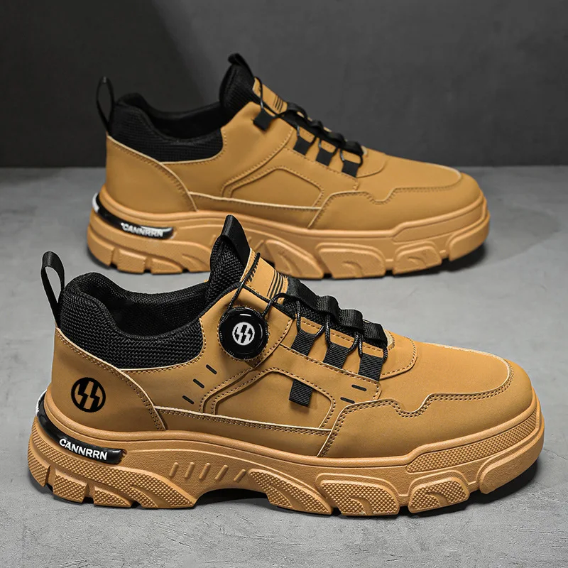 Spring Autumn Men\'s Sneakers Fashion Leather Work Shoes Outdoor Tactical Breathable Casual Shoes Non-slip Men Ankle Sport Shoes
