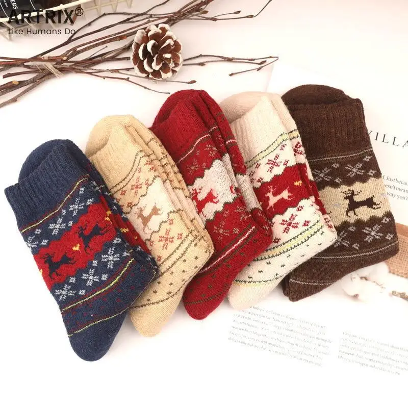 5 paia di calzini da donna da uomo da donna regalo di Natale calzino invernale in lana carina 3D da donna calzino pazzo femminile termico addensare calzini animali caldi