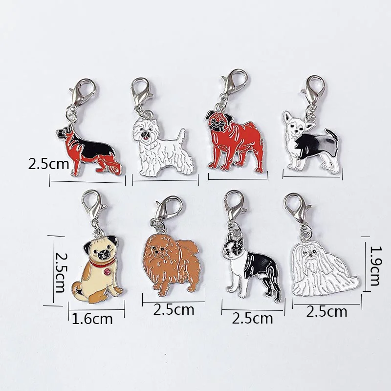 5pcs/Lot Cute Animal Dog Pendant DIY Fashion Jewelry Bag Charm Pet Tag Necklace pug wolfhound chihuahua Dog Lovers Friends Gift