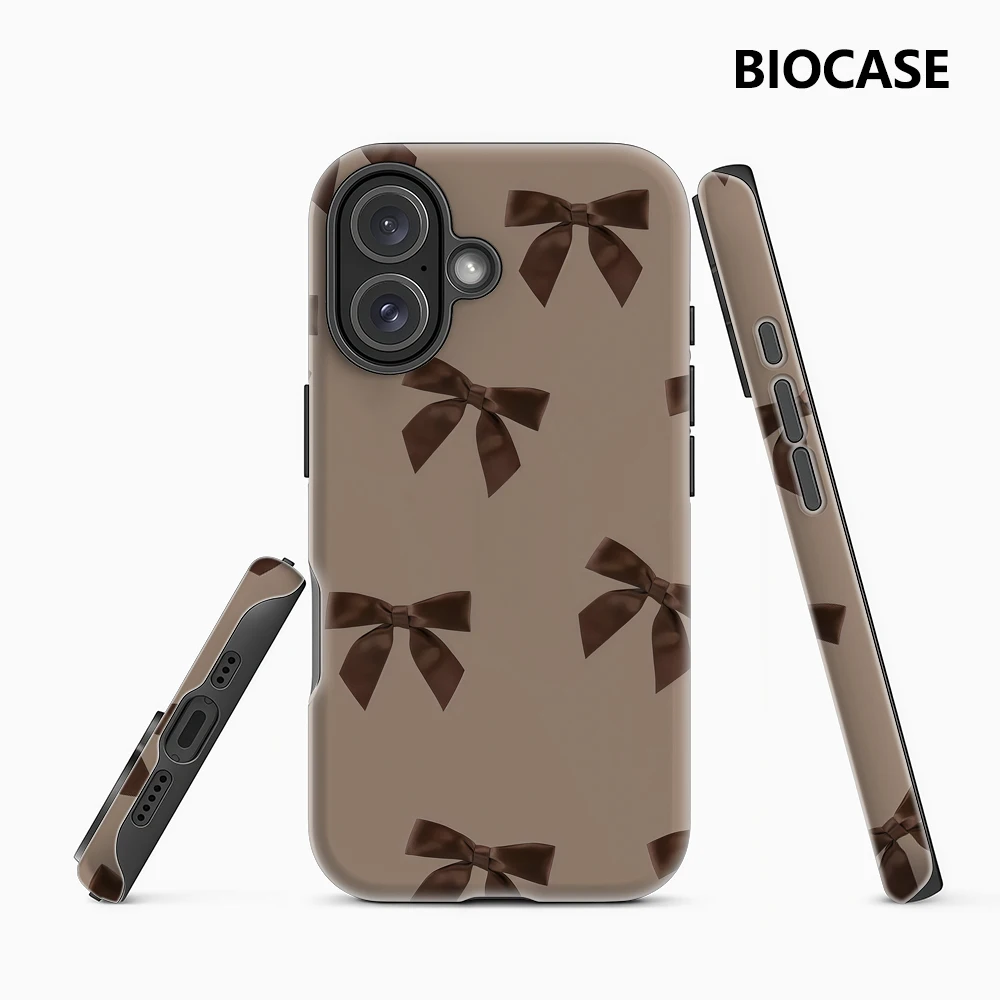 Elegante braune Schleifenmuster IPhone 17 Must-Haves Handyhülle für IPhone 17 16 15 14 13 12 Pro Max Plus Doppelschichtige Rückseite