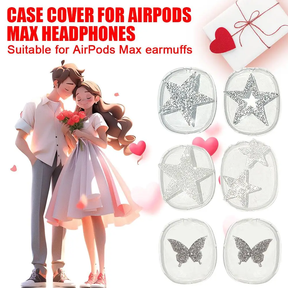 Headworn Bluetooth Earbuds With Diamond Inlay Suitable For Apple AirPods Max TPU Transparent Protective Case Headphone Case D9M2