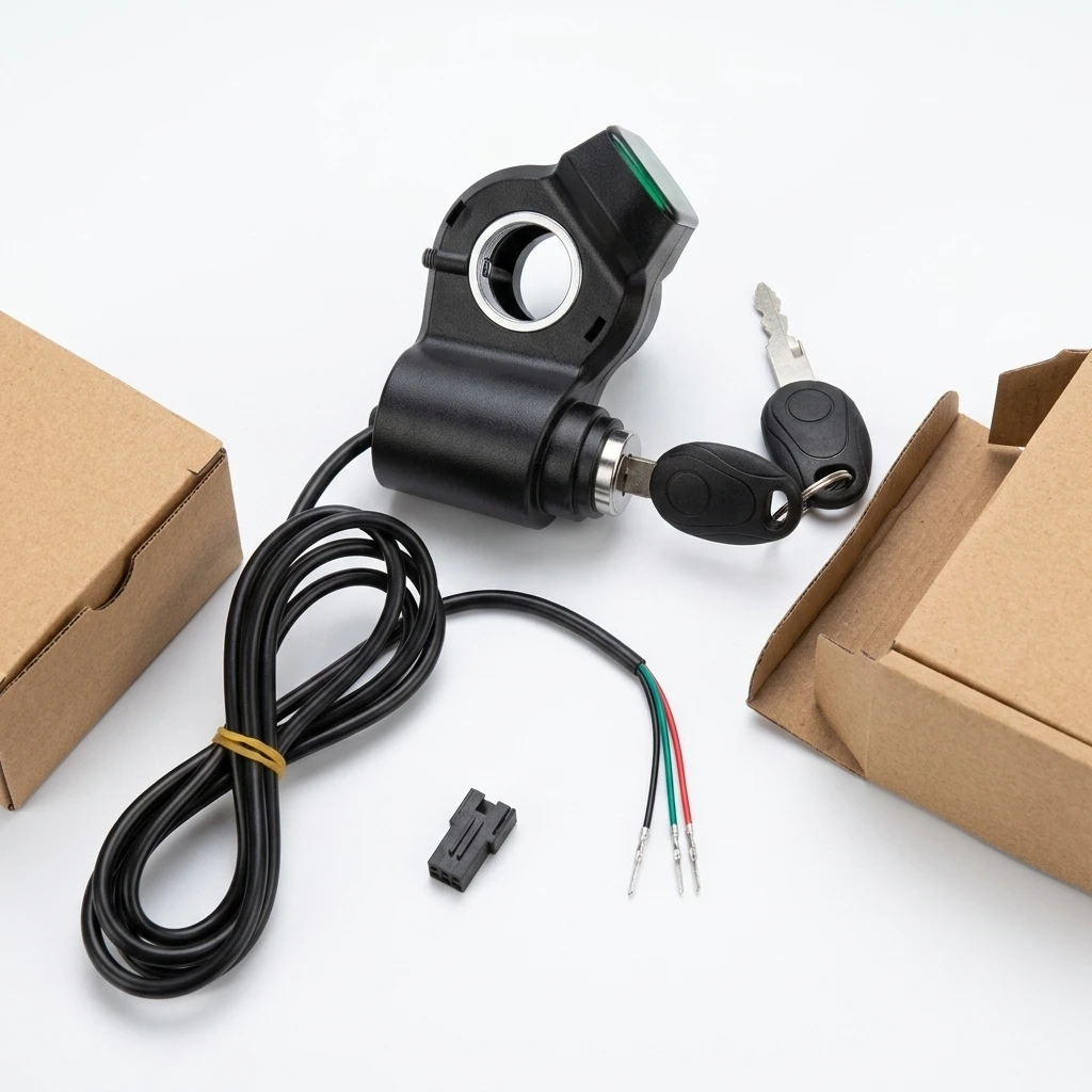 Commuter Scooter Ignition Switch Digital Voltage Display Lock for KUGOO M4 12V-84V ABS Handlebar Key Replacement Durable Gear