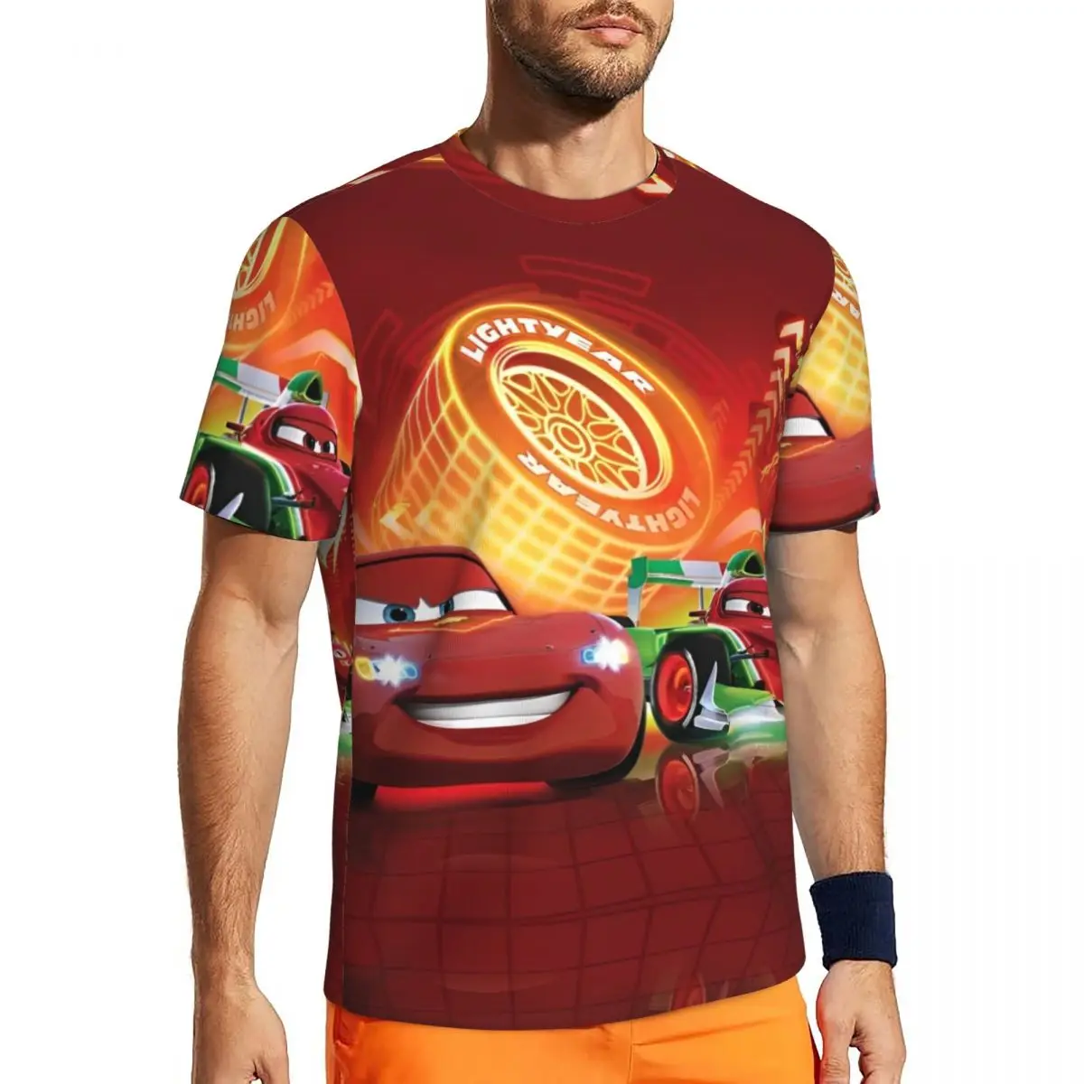 

Gym T-Shirt For Male Pixar Lightning McQueen Cars Cartoon T-Shirts Harajuku Summer Tees O Neck Streetwear Custom Clothes Gift