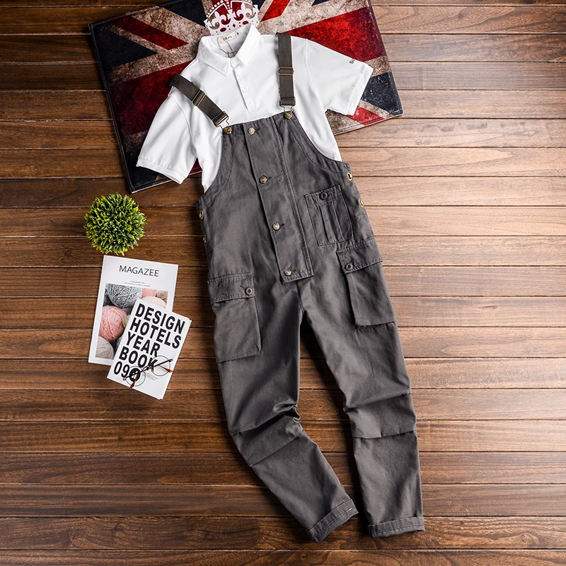 

Youwenle Trendy Workwear Overalls ex Youth Straight Leg Harn Pants Anti-stain Durable Straight Cut Casual Trousers