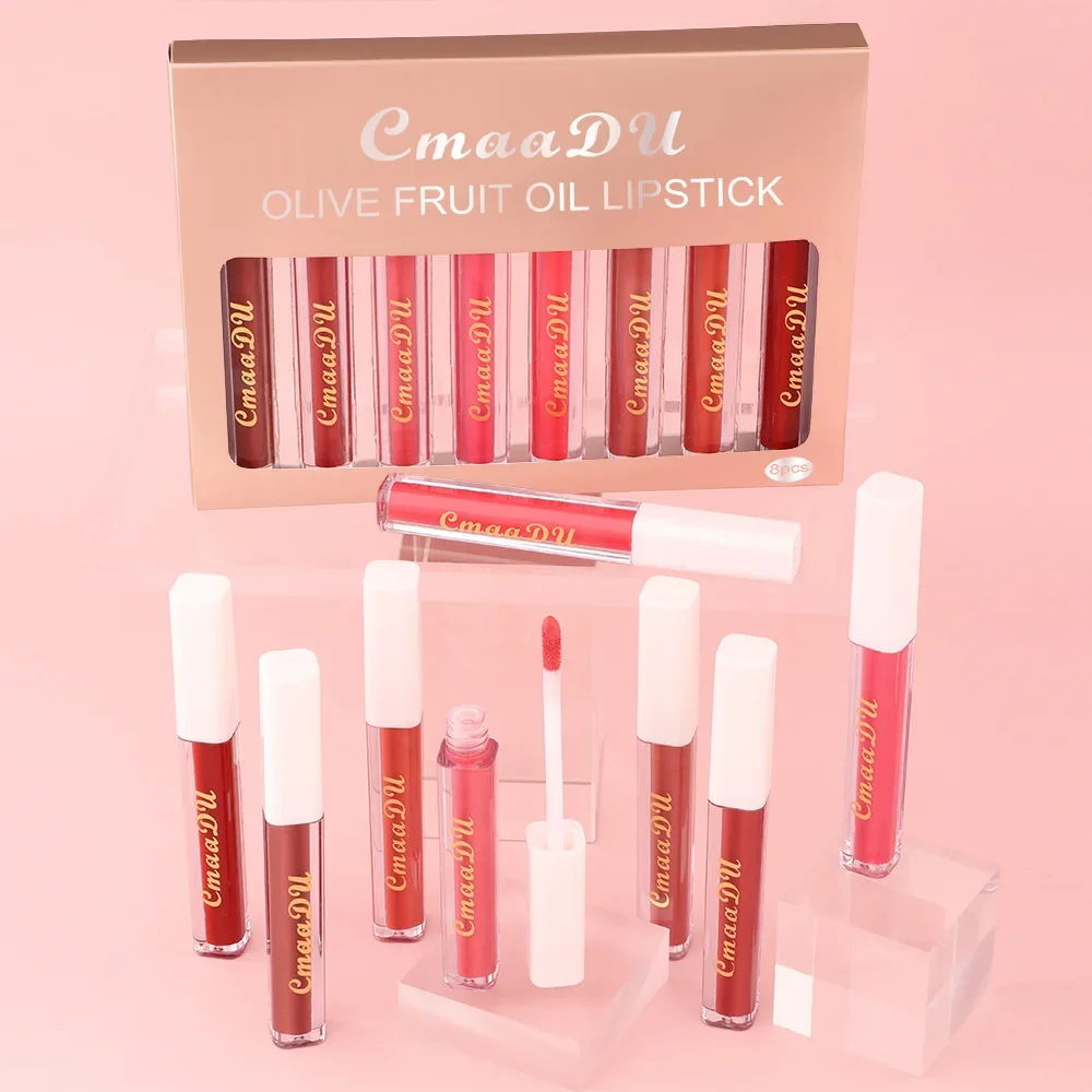 CmaaDu 8 pz/set Nude Bright Lip Gloss come Shimmer Waterproof Long-Lasting Lips Tint idratante cremoso liquido rossetto trucco