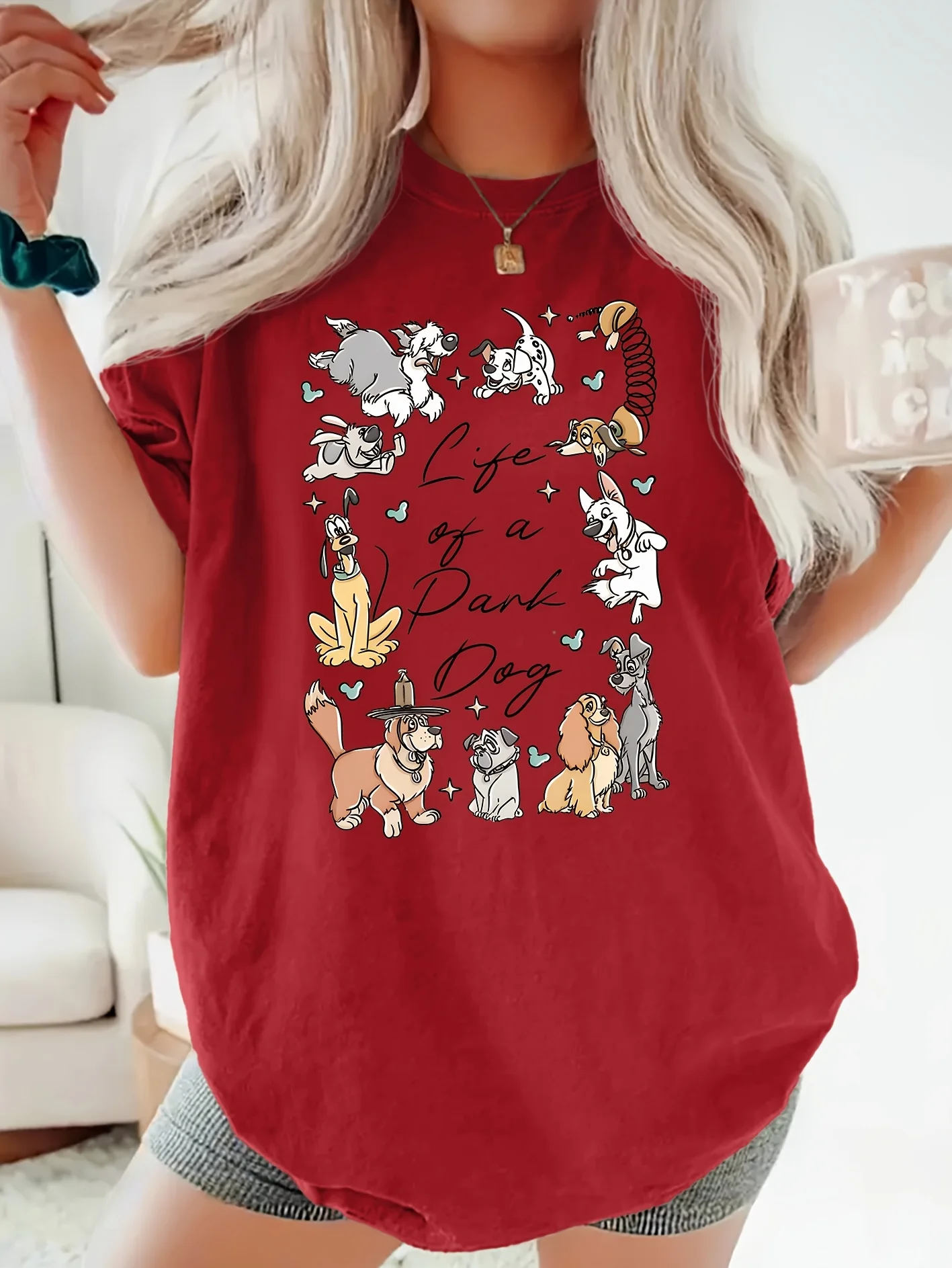 

Disney Elegant Short Sleeve Disney Dog Characters, Pluto, Miss and Tramp, Springbok
