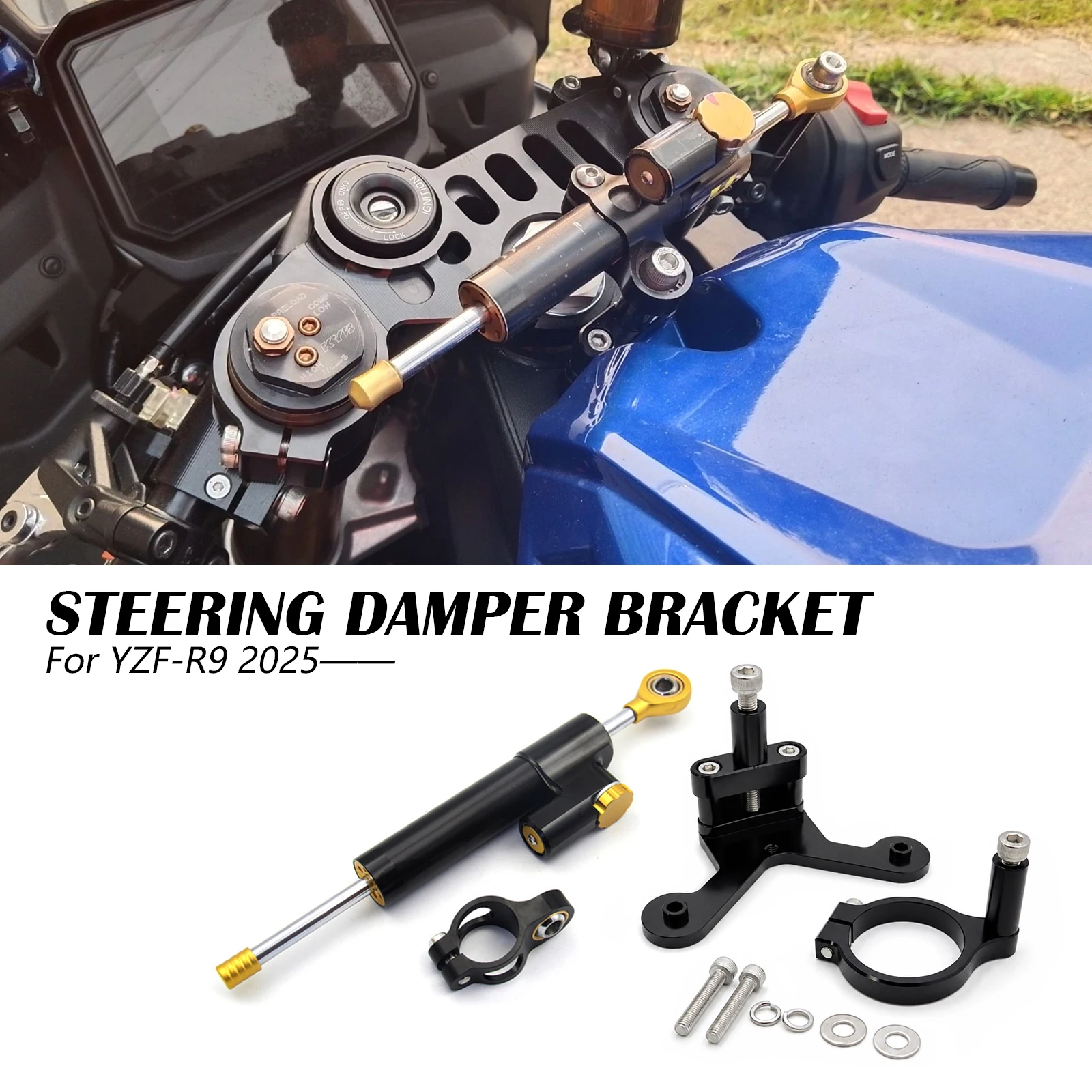 Motorcycle Stabilizer Steering Damper Mounting Bracket Support Kit For Yamaha YZF-R9 2025-2026