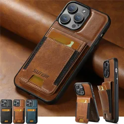 Luxury Leather Wallet Phone Case For iPhone 16E 16 15 14 13 12 11 Pro Max Plus XS XR Card Holder Magnetic Pocket Cover 15ProMax
