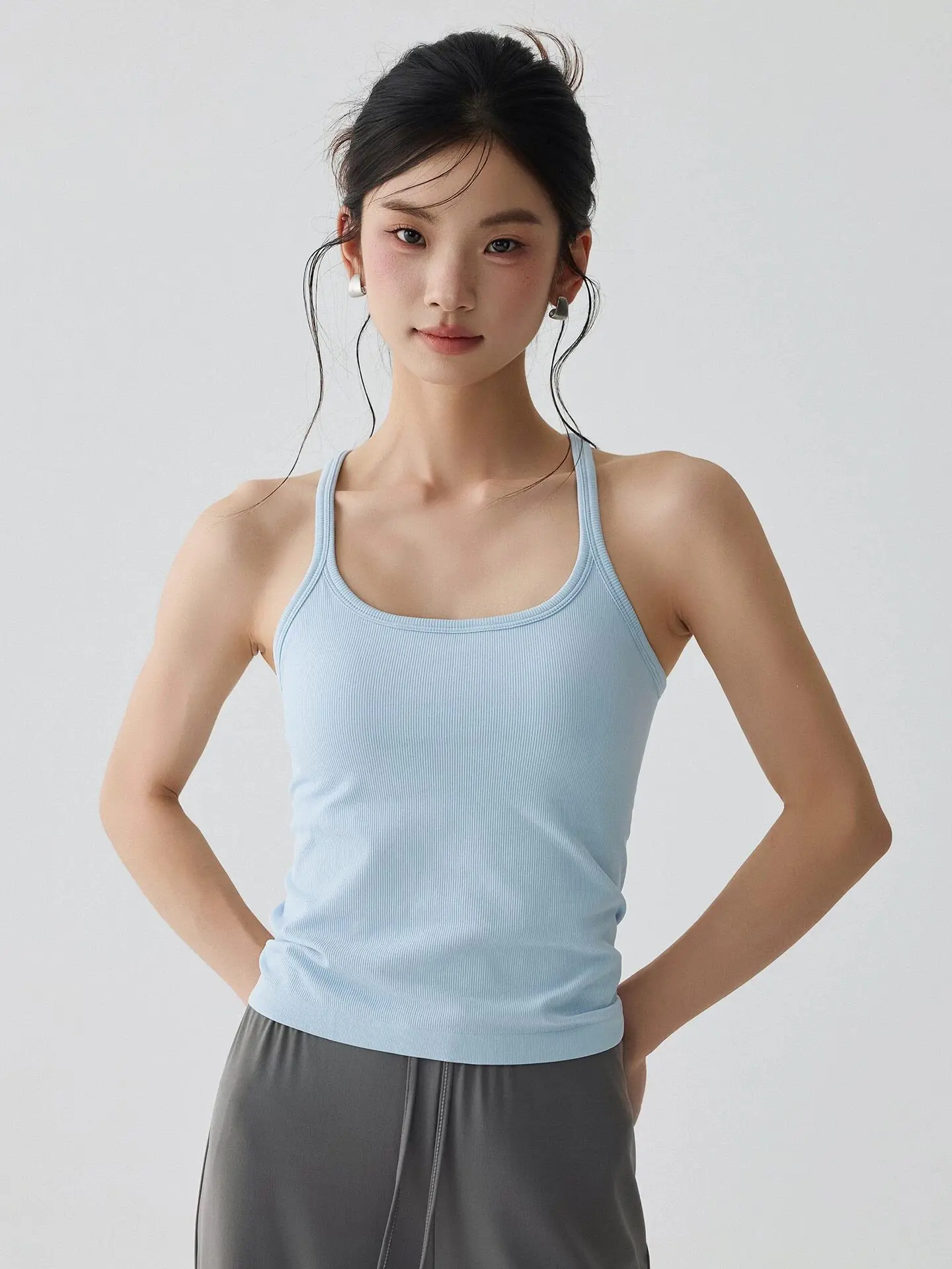 Nahtloser stoßfester Sport-BH für Frauen, mittelintensiver Push-up, Anti-Sagging-Lauftop, Fitness-Weste, Yoga-Shirts, All-in-One. – Detail 5
