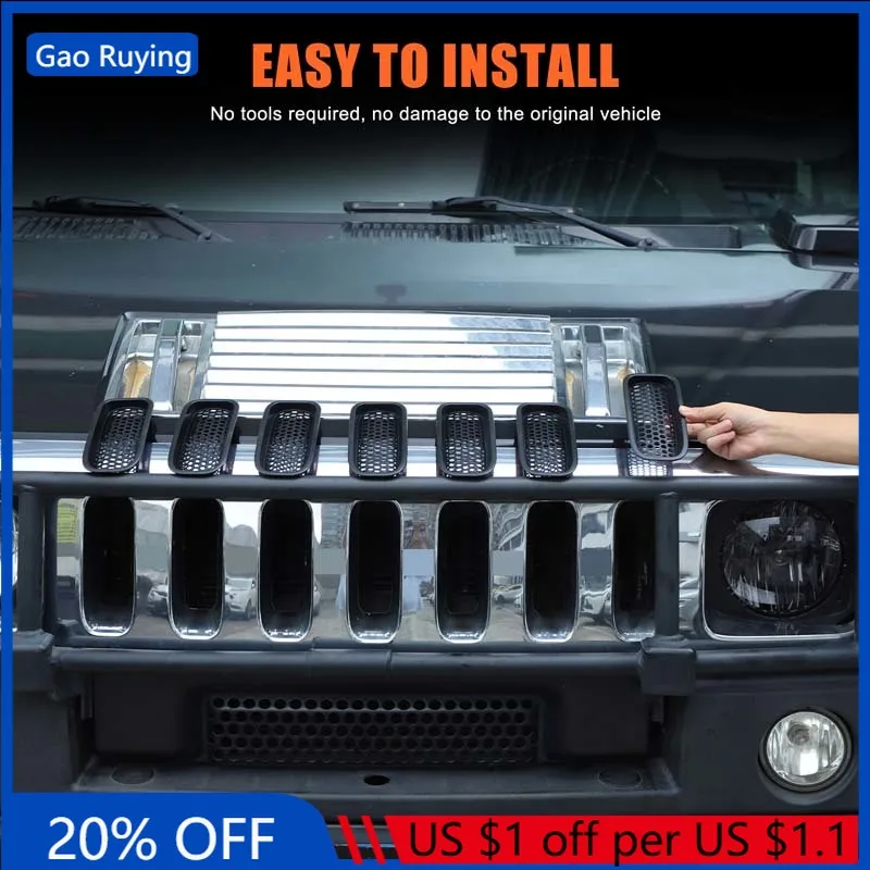 

Gao Ruying для Hummer H2 2003-2009 ABS черная передняя решетка автомобиля, накладка на экран с насекомыми, автомобильные аксессуары