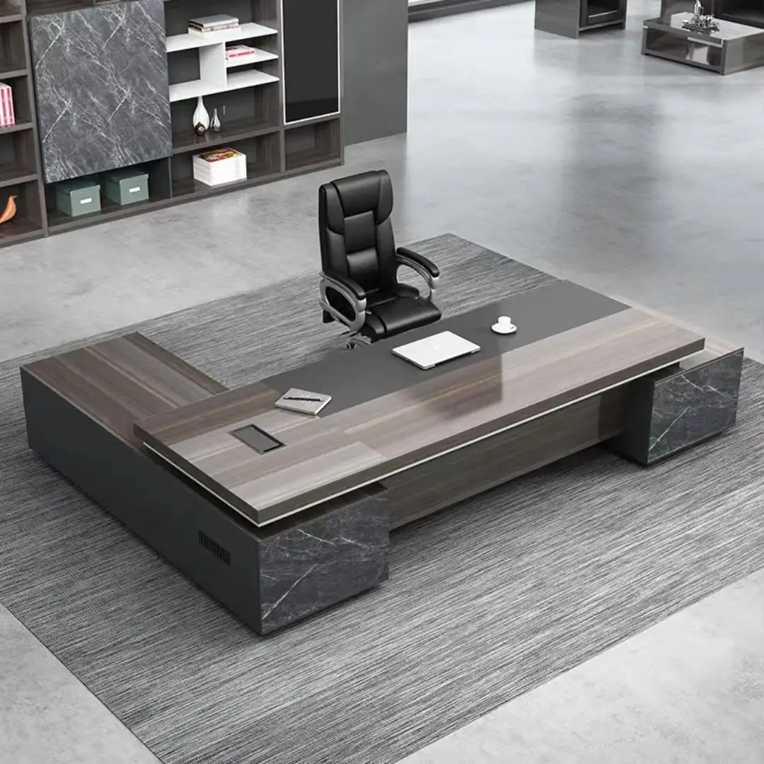 

bcModern Luxury Office Desk Boss's Desk Simple and Comfortable Custom Size Executive Desk L-shaped Marble Pattern*