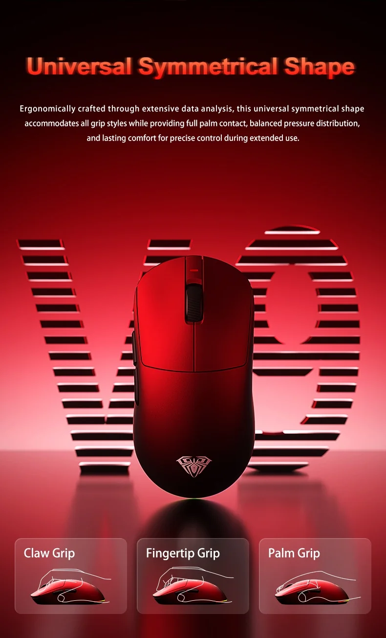 아울라 V9 프로 울트라 무선 e스포츠 게이밍 마우스 더블 8k 3모드 PAW 3950 8k 커스텀 PC 55g 경량 인체공학적 마우스 액세서리