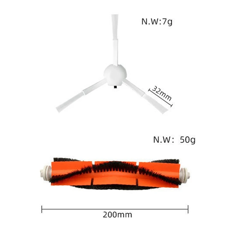 AA01-Voor Xiaomi Robot Vacuüm 1C 2C 1T Voor Dreame F9 Robot Vacuüm Onderdelen Hoofdborstel Zijborstel