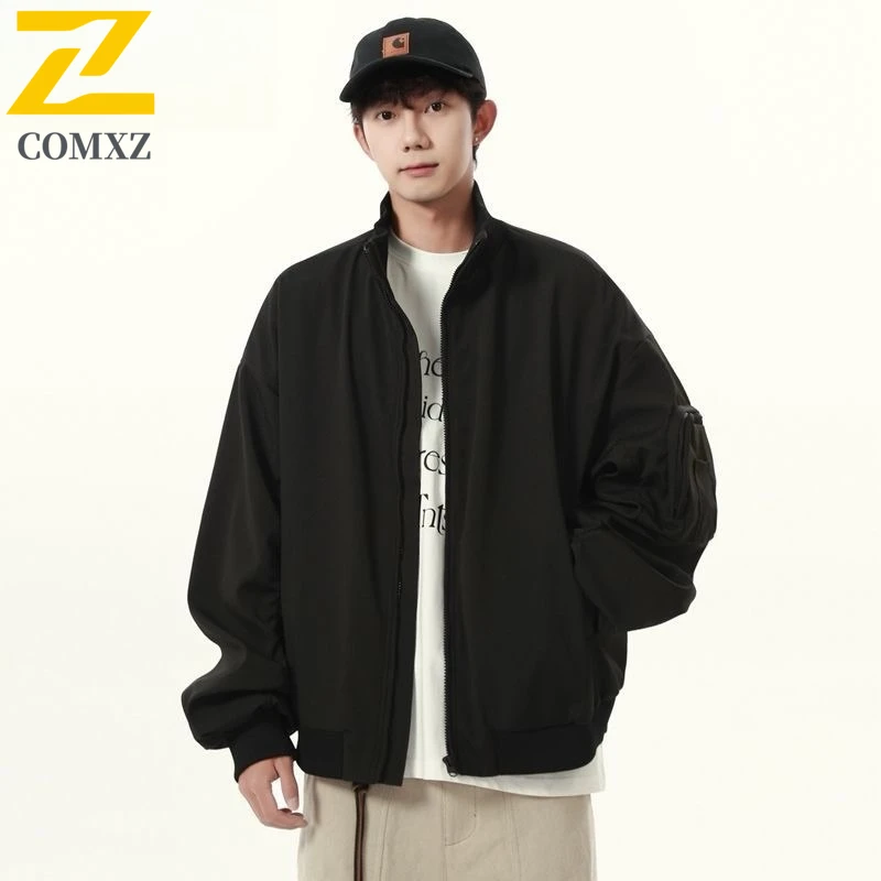 

COMXZ Men Jacket 2025 Casual Stand Collar Adventure Wear Resistant Motorcycle Coat Leisure Camping Lightweight Autumn Clothing