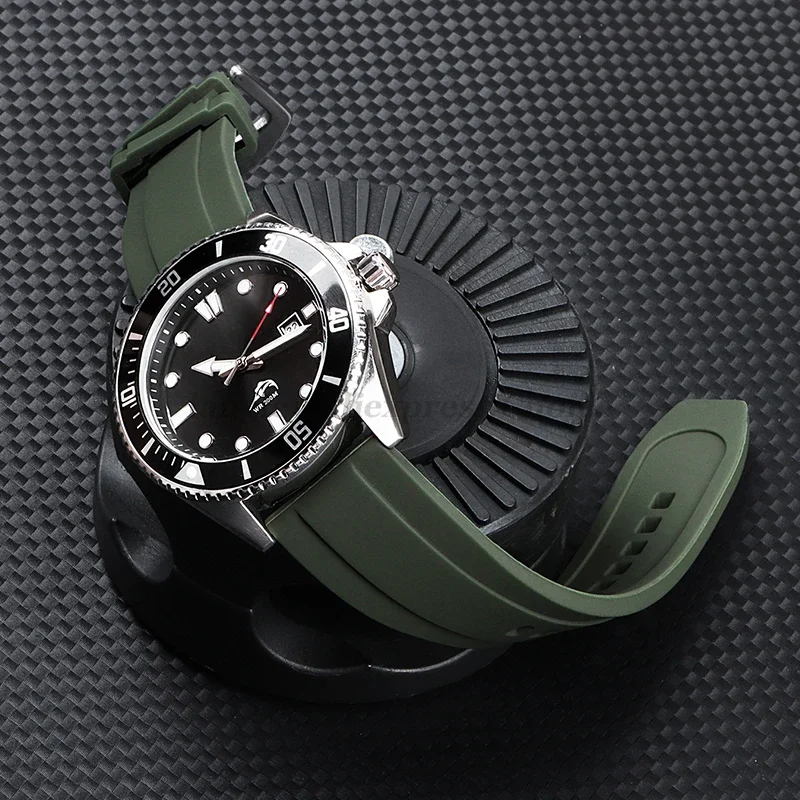 Quick Release Silicone Watch Strap 20mm 22mm Rubber Sports Watchbands for Seiko for Tudor Bracelets Black Green Orange Wristband